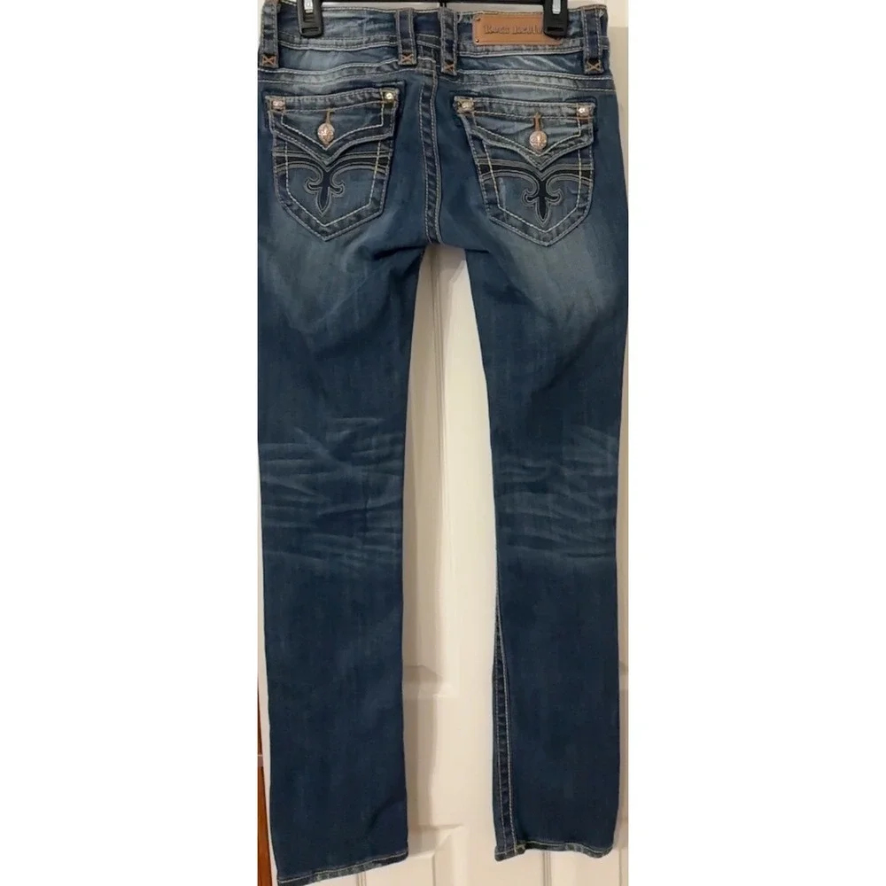 Rock Revival Jen Straight Leg Embellished Denim Jeans RJ8156T49 size 28 Men NOTE